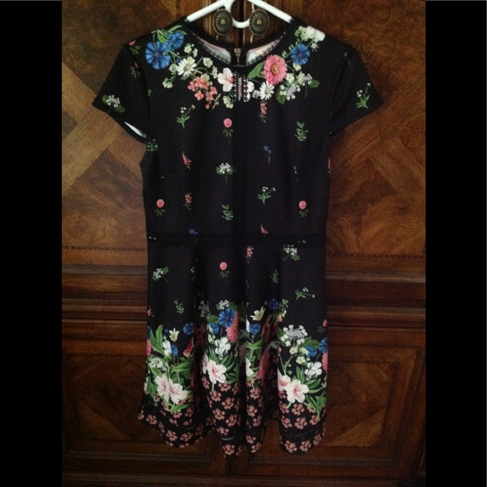 Ted Baker London black and floral print dress.